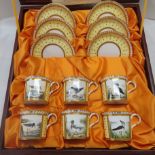 Royal Crown Derby coffee set, 20thC, 11 of 50 sets. Decorated with a First Series of hand painted