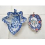 Spode and Sampson pickle dishes, blue and white and polychrome