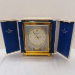 ATMOS Jaeger-leCoultre Swiss Marina clock with wall mounted stand, c 1960s. Generously bevelled