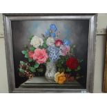 Liscard, Still life jug of flowers, Oil on board, Signed, 22 x 29 ins.