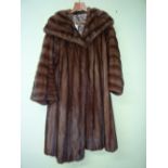 Lady’s wild brown mink 3/4 length coat with wide collar by National fur company – size 14 - 16