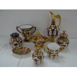 Royal Crown Derby. Eight pieces of decorative items pattern 1128. Max. 10 ins. high