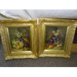 R Caspers, Still life fruit in baskets, Oils on boards, Signed (a pair), 10 x 8 ins.