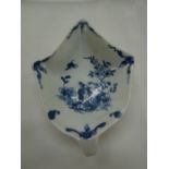 Worcester c 1768 possibly earlier 1758-60. Bird on a Rock pattern in underglaze blue. Ivy Leaf