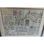 Blome, Ye Isle of Man, Mapp of the Isle of Wight .... etc., Hand coloured, 6 miles = 1.125 ins.,