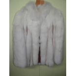 Lady’s one blush / white fox fur jacket, size 12, by Saga Fox