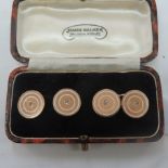 15ct rose gold target cuff links with central diamonds, 8.8g total