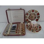 Royal Crown Derby. c1974. Eight tea cups, saucers and plates and a matching cased set of six tea