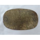 Antique Japanese oval brass coin with numerous impressed marks to each side, 154 x 95 mm