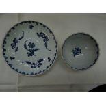 Liverpool Penningtons c 1775. Fluted tea bowl and saucer with inky blue flower decoration. Unmarked
