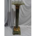 Good quality ormolu and green onyx column pedestal. Ht. 43 ins.