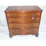 GIII style mahogany serpentine fronted chest of four graduated drawers on bracket feet. Width 36