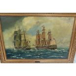 Pair of marine oil paintings by James E Kayley, Signed, 20 x 30 ins.