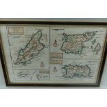 Moll 1724, The Isle of Man and Channel Islands, Hand coloured, Scale 5 miles = 1 inch