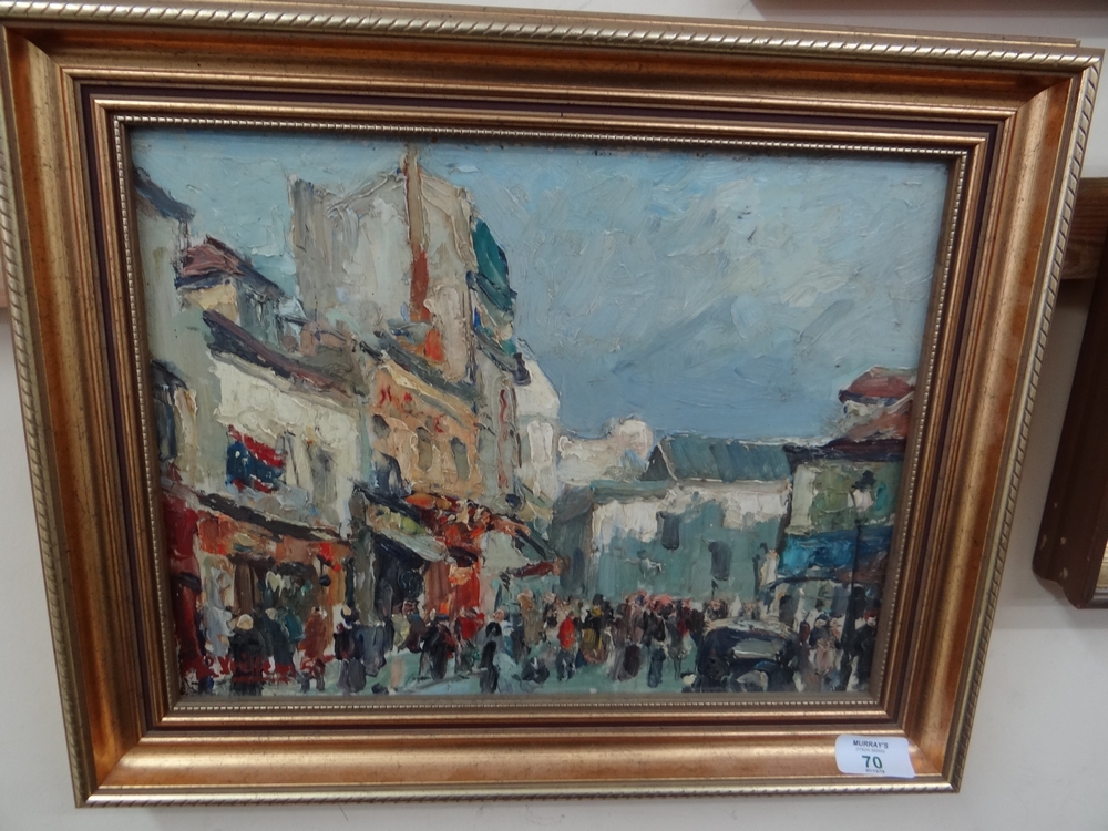Roger Vuillem (1897 - 1973), Paris Street Scene, Oil on board, Signed and dated '50, 10.5 x 14 ins. - Image 2 of 2