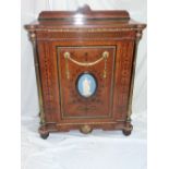 Superb quality 18th / 19thC inlaid burr wood side cabinet with ormolu and gilt wood decoration, oval