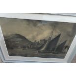 Alick Holland, 1) Peel fishing boat, 2) Douglas fishing boat at Peel, Charcoal monochromes (pair),