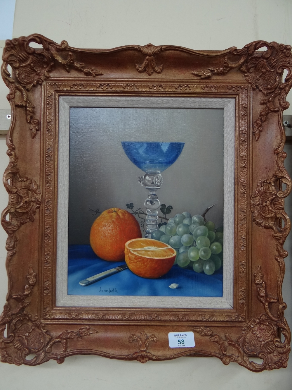 James Noble (1919 - 1989) British, Orange and blue, Oil on canvas, Signed, 12 x 10 ins. - Image 2 of 2