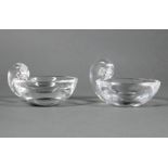 Pair of Steuben Glass "Snail-Scroll" Olive Dishes , etched marks, model #7857, designed 1939 by John
