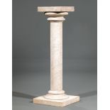 Continental Carved Marble Pedestal , stepped plinth, h. 40 in., w. 14 in., d. 14 in