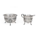 Edwardian Sterling Silver Sugar and Open Creamer , Joseph Rodgers & Sons, Sheffield, 1909, each with