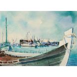 James "Jim" W. Harmon (American/Kentucky, 1915-1998) , "Harbor Scenes", 1983, 2 watercolors on