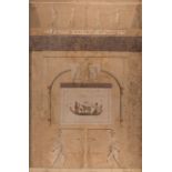 Pair of Egyptian-Style Monumental Painted Canvas Panels , 104 1/2 in. x 72 in. and 104 1/2 in. x