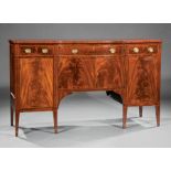 American Federal Inlaid Mahogany Sideboard , late 18th c., Baltimore, shaped top, three frieze