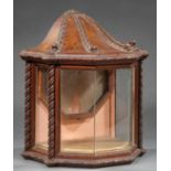 Continental Carved Walnut and Glass Reliquary Case , 19th c., dome top with foliate decoration,