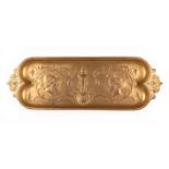 French Neoclassical Bronze Tray , 19th c., signed "F. LEVILLAIN" (1837-1905), marked "F.