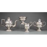 Important John Ewan (1786-1852), Charleston Coin Silver Tea Service , wc. 1823-1852, marked "J.EWAN"