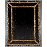 Pair of French Giltwood Overmantel Mirrors , foliate and acorn motif, beveled mirror plate, mirrored