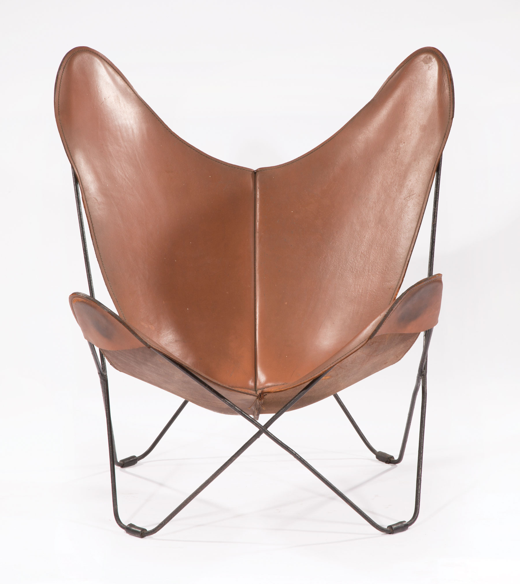 Contemporary Leather "Butterfly" Chair , metal frame, four part stitched seat , h. 33 in., w. 30 - Image 2 of 2