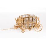 Rare and Monumental French Gilt Bronze and Glass Cave à Liqueur in the Form of a Carriage , late