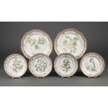 Six Royal Copenhagen "Flora Danica" Porcelain Dishes , 1980-84, fully marked, variously decorated
