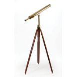 English Brass-Mounted Mahogany Telescope on Tripod Stand , 19th c., in its original walnut case,