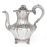 William IV Sterling Silver Teapot , John James Keith, London, 1837, domed cover with floriform