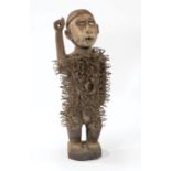 African Carved Wood Nail Power Figure , Nkisi Nkondi, Democratic Republic of the Congo, body pierced