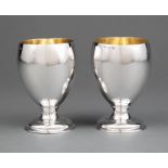 Pair of George III Sterling Silver Footed Cups , London, 1767, marks rubbed, gilt wash interiors, h.