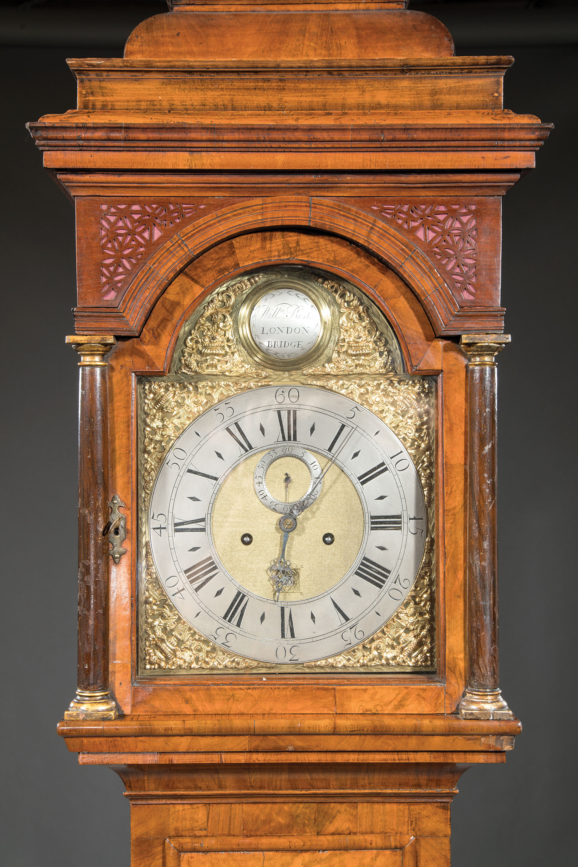 George II Burl Walnut Tall Case Clock , c. 1727, by William Post, London Bridge, eight day - Image 3 of 3