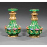 Pair of Paris Polychrome and Gilt Porcelain Scent Bottles , c. 1880-1910, attr. to Charles