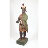 Large and Rare American Carved and Polychromed Wood Cigar Store Indian Princess , late 19th c.,