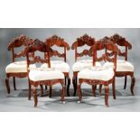 Six American Carved Mahogany Side Chairs , mid-19th c., foliate scrolled crest rail, acanthus