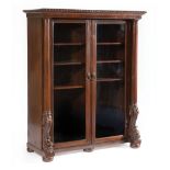 American Renaissance Carved Mahogany Bookcase , late 19th c., partial label "R. Horner & Co, NYC",