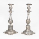 Pair of Imperial Russian 84 Zolotnik (.875) Silver Candlesticks , Kamenetz-Podolsk, assay mark