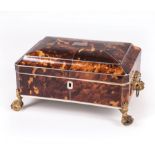 Late Georgian Brass-Mounted Tortoiseshell Sewing Box , early 19th c., silver cartouche "Mary M.