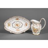 Antique Continental Porcelain Pitcher and Dish , probably Samson, spurious Derby marks, with