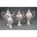 Gorham Coin Silver Coffee Service in the Neo-Grec Taste , c. 1863-1865, retailer's mark rubbed,