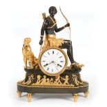 Fine Empire Gilt and Patinated Bronze "Au Bon Sauvage" Mantel Clock , c. 1800, attr. to Jean-Simon