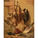 Continental School, 19th c ., "Nature Morte", oil on canvas laid on masonite, signed "Mattoni" and